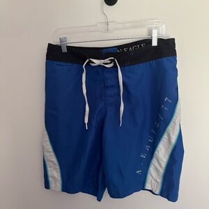 American Eagle Outfitters Blue and Black Swim Board Shorts